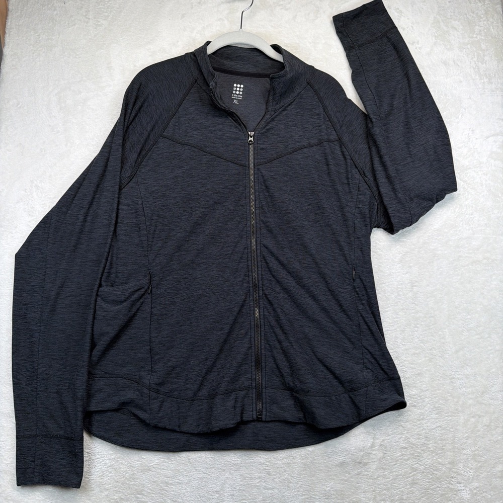 Title Nine Buttah LT Womens XL Gray Full Zip Athletic Jacket Stretch Thumbholes